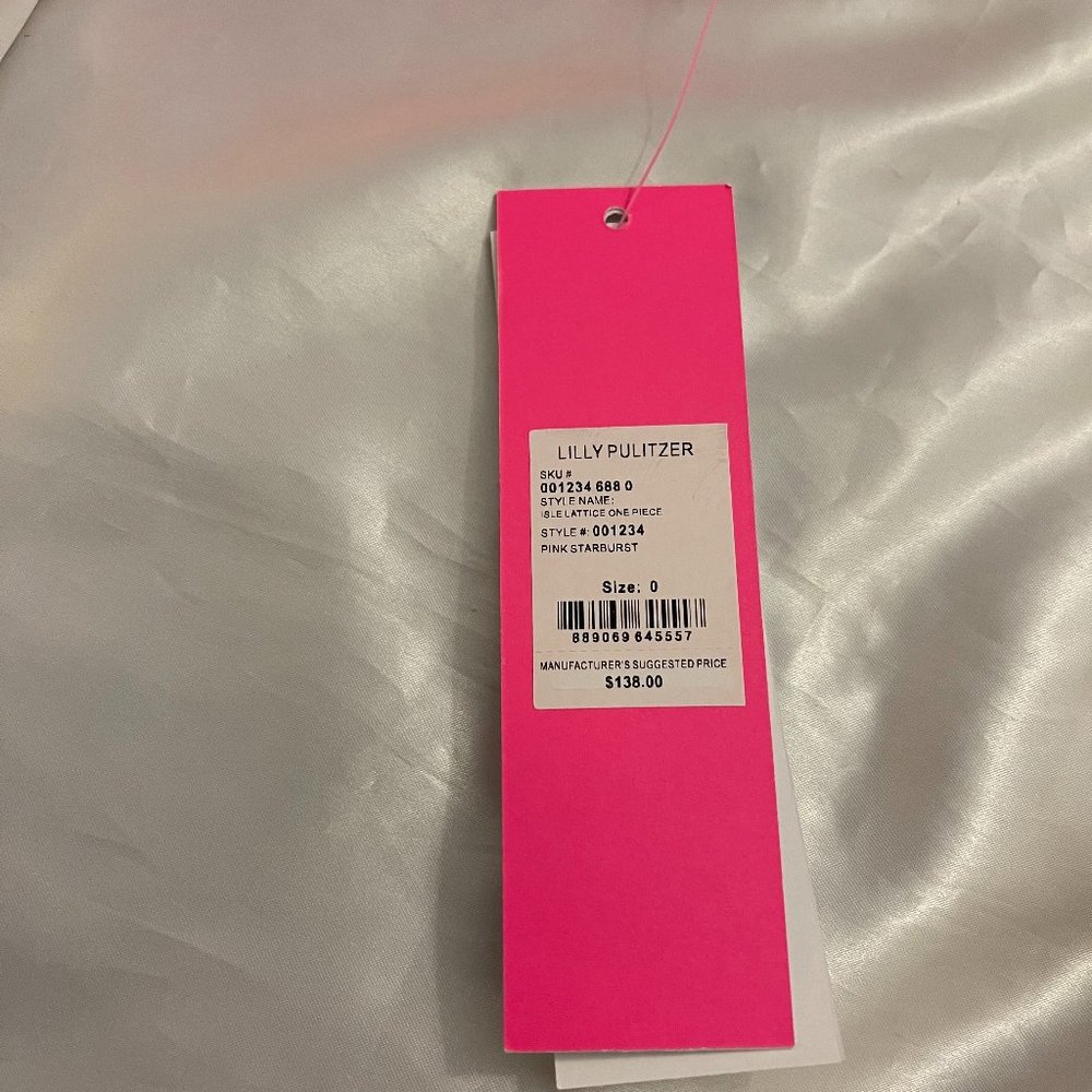 Lilly Pulitzer Isle Lattice 1Piece Pink Sz 0-2-4 - Picture 10 of 10